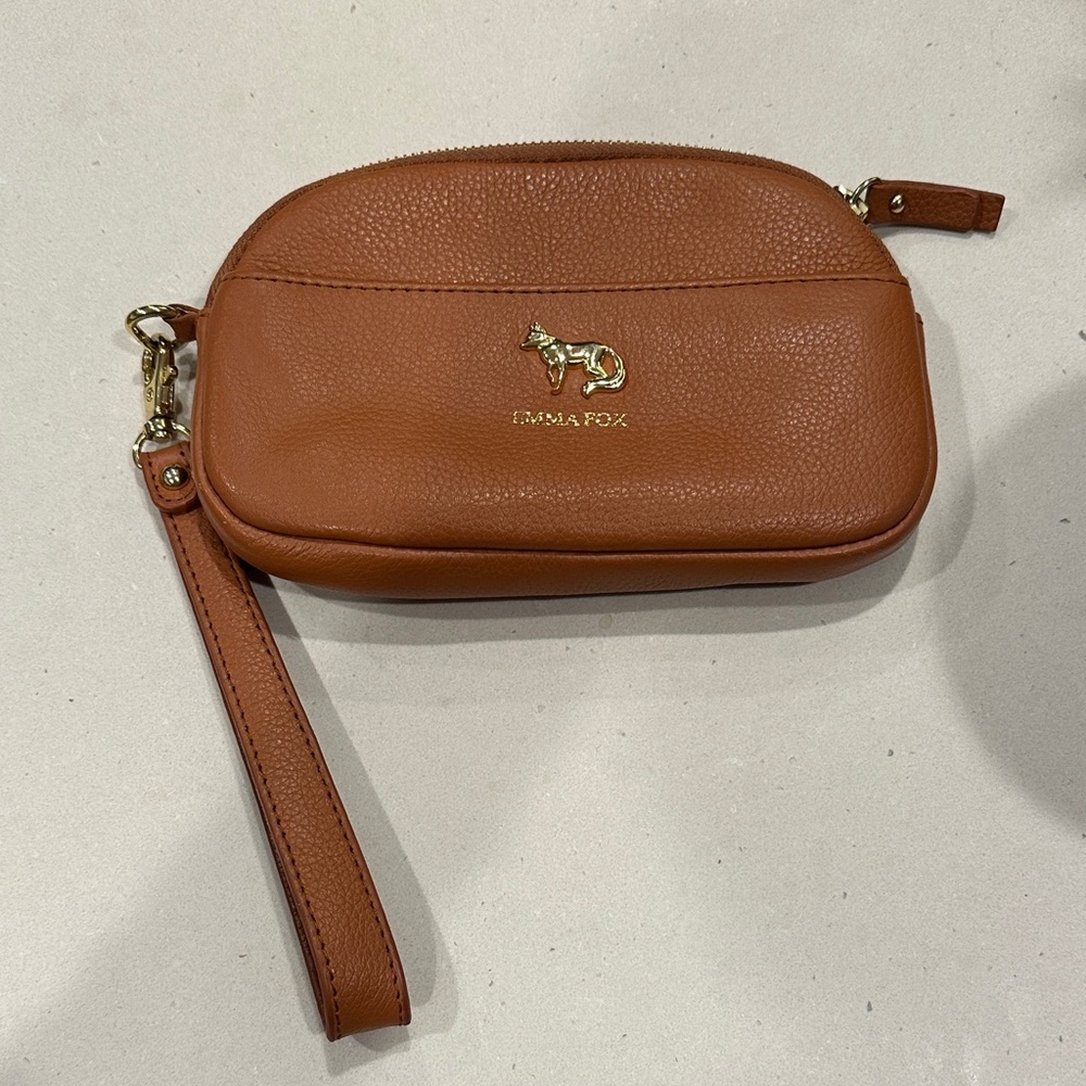 Emma Fox Tan Wristlet with Gold Accent